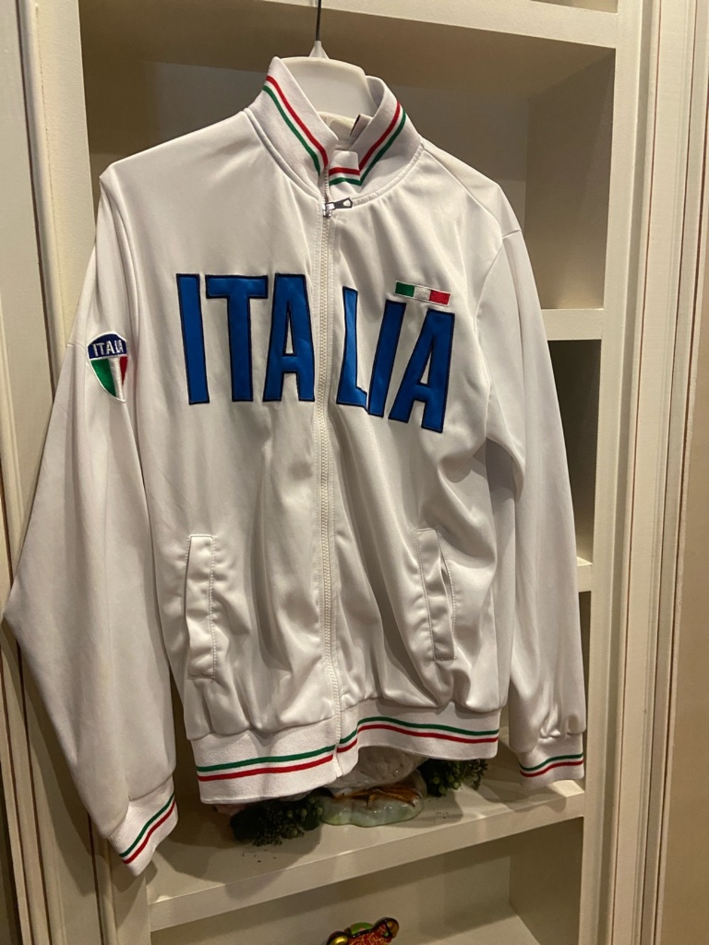 Vintage mens Italia Embroidered White Track Jacket size XL blockcore rare